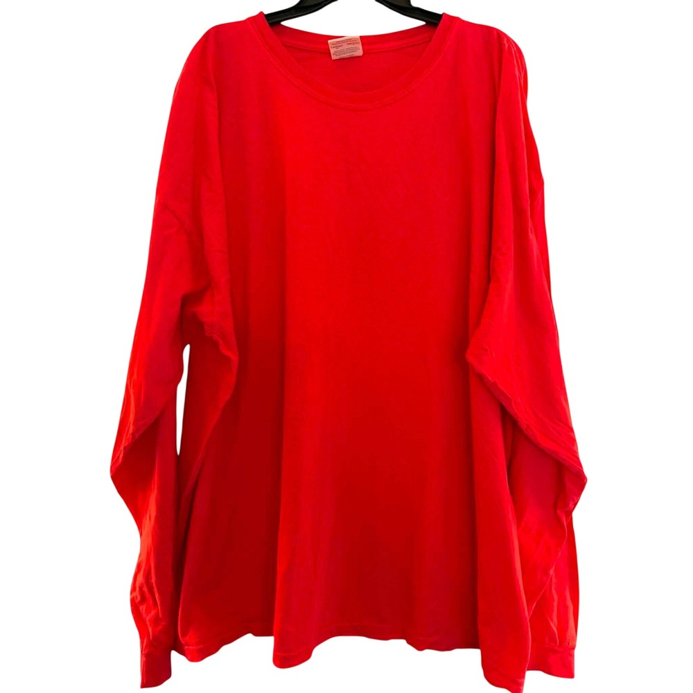 Comfort Colors Long Sleeve‎ T-Shirt Unisex 4XL Red Excellent Garment Dyed Cotton